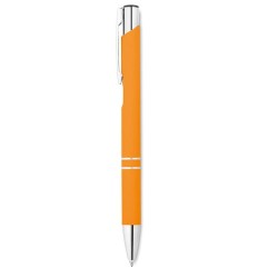 Stylo bille poussoir personnalisé finition AOSTA Matières : aluminium Couleurs : orange goodies publicitaire événementiel