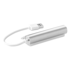 Duplicateur USB 4 Ports Pratique Personnalisé ALUHUB Matières : aluminium Couleurs : argenté mat marquage laser ultra précis