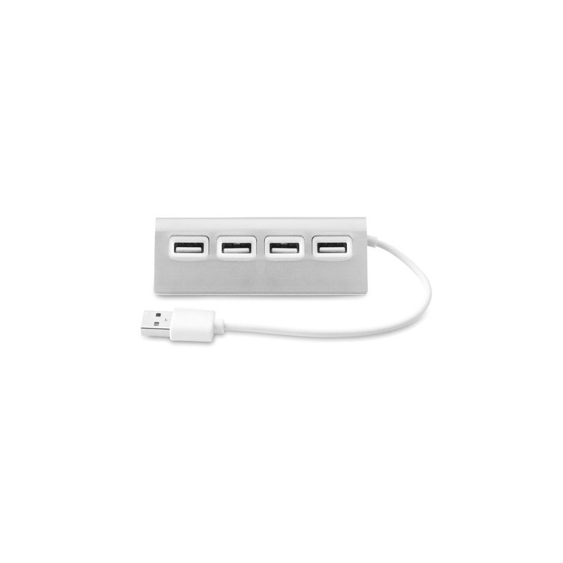 Duplicateur USB 4 Ports Pratique Personnalisé ALUHUB Matières : aluminium Couleurs : argenté mat cadeau collaborateur premium
