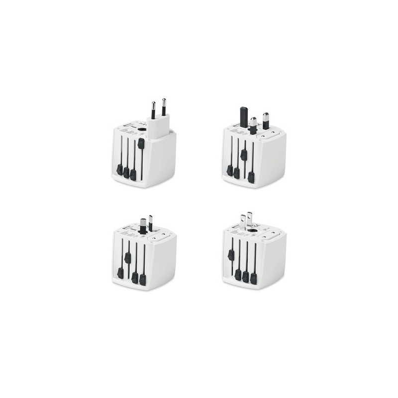 Adaptateur Universel Personnalisé Haute Sécurité 2-Pole MUV Micro Matières : ABS Couleurs : blanc