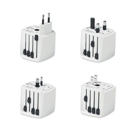 Adaptateur Universel Personnalisé Haute Sécurité 2-Pole MUV Micro Matières : ABS Couleurs : blanc