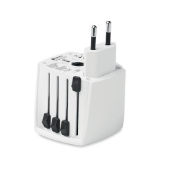 Adaptateur Universel Personnalisé Haute Sécurité 2-Pole MUV Micro Matières : ABS Couleurs : blanc goodies publicitaire événement