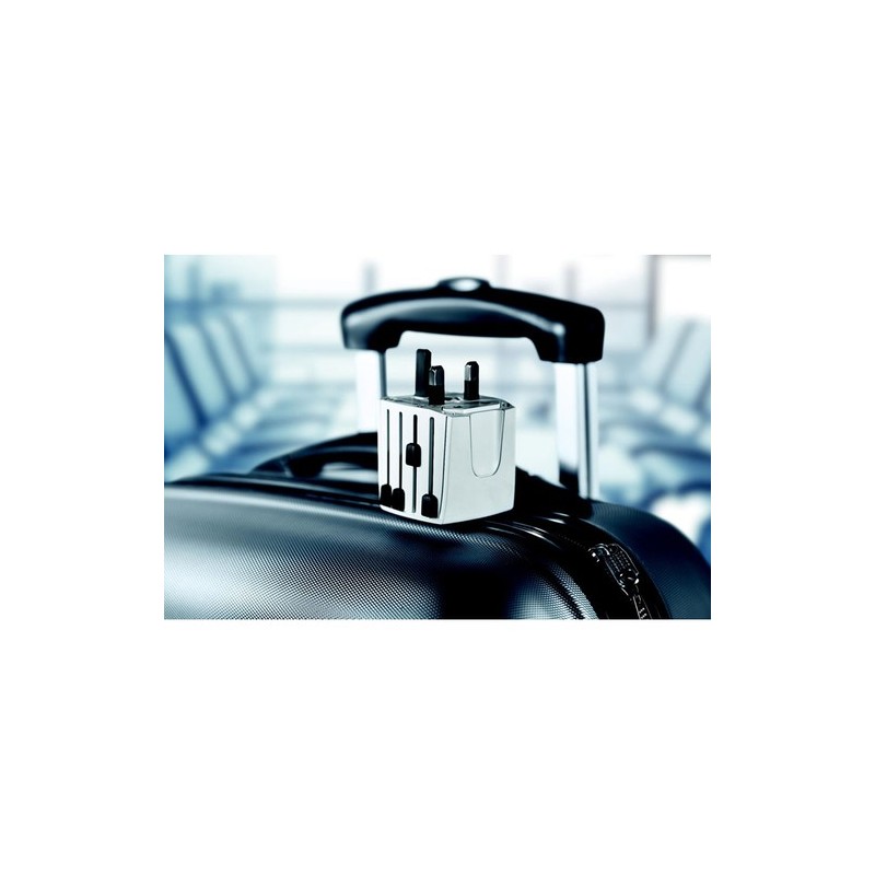Adaptateur Universel Personnalisé Haute Sécurité 2-Pole MUV Micro Matières : ABS Couleurs : blanc impression haute définition