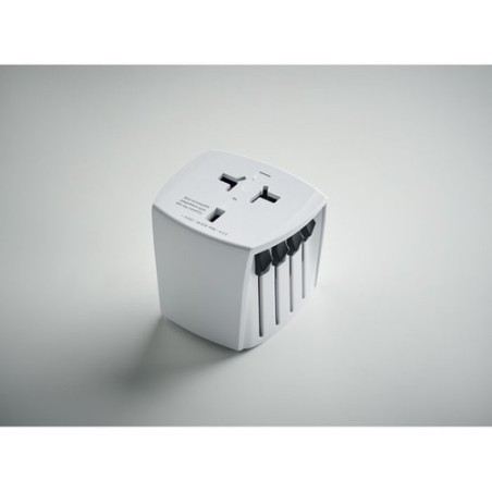 Adaptateur Universel Personnalisé Haute Sécurité 2-Pole MUV Micro Matières : ABS Couleurs : blanc marquage laser ultra précis