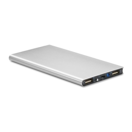 Station de chargement personnalisée 8000mAh POWERFLAT8 Matières : aluminium Couleurs : argenté mat personnalisable avec votre lo