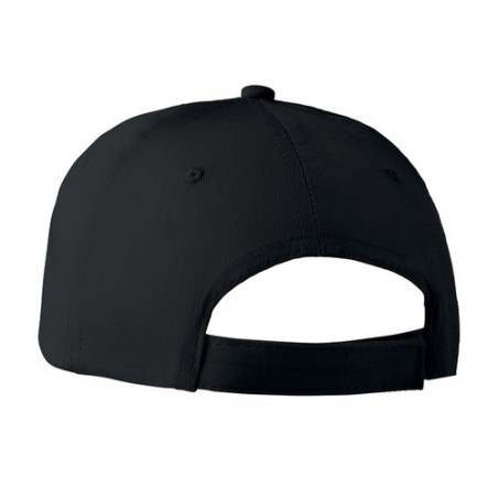 Casquette baseball 6 pans personnalisée BASIE Confort Matières : coton Couleurs : noir marquage couleur éclatante
