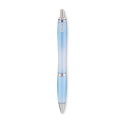 Stylo à bille  en RPET pratique personnalisé RIO Matières : PET recyclé Couleurs : bleu clair transparent objet promotionnel éco