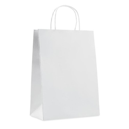 Sac cadeau grand en papier personnalisé 150 gr/m² Matières : papier Couleurs : blanc cadeau entreprise pas cher