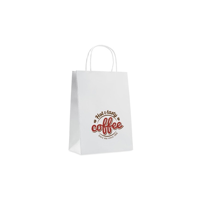 Sac cadeau moyen en papier  150 gr/m² personnalisable PAPER MEDIUM Matières : papier Couleurs : blanc livraison express 24h 48h