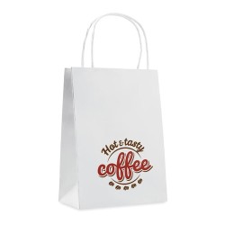 Sac Cadeau Petit Format Éco-responsable en Papier 150 gr/m² PAPER SMALL Matières : papier Couleurs : blanc impression haute défi