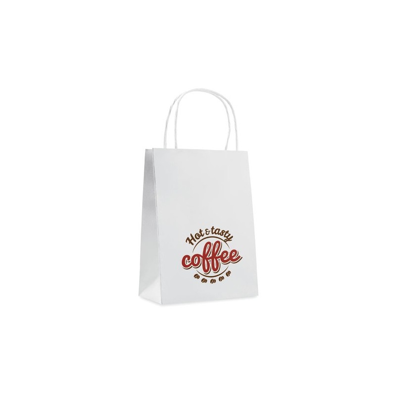 Sac Cadeau Petit Format Éco-responsable en Papier 150 gr/m² PAPER SMALL Matières : papier Couleurs : blanc impression haute défi