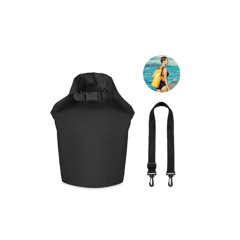 Sac étanche personnalisable en PVC 10L pour loisirs SCUBA Matières : PVC Couleurs : noir personnalisable avec votre logo