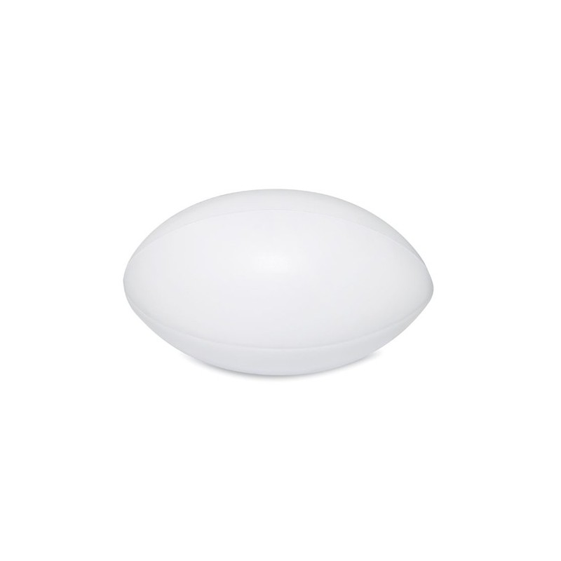 Ballon de rugby anti-stress personnalisé MADERA Matières : PU Couleurs : blanc