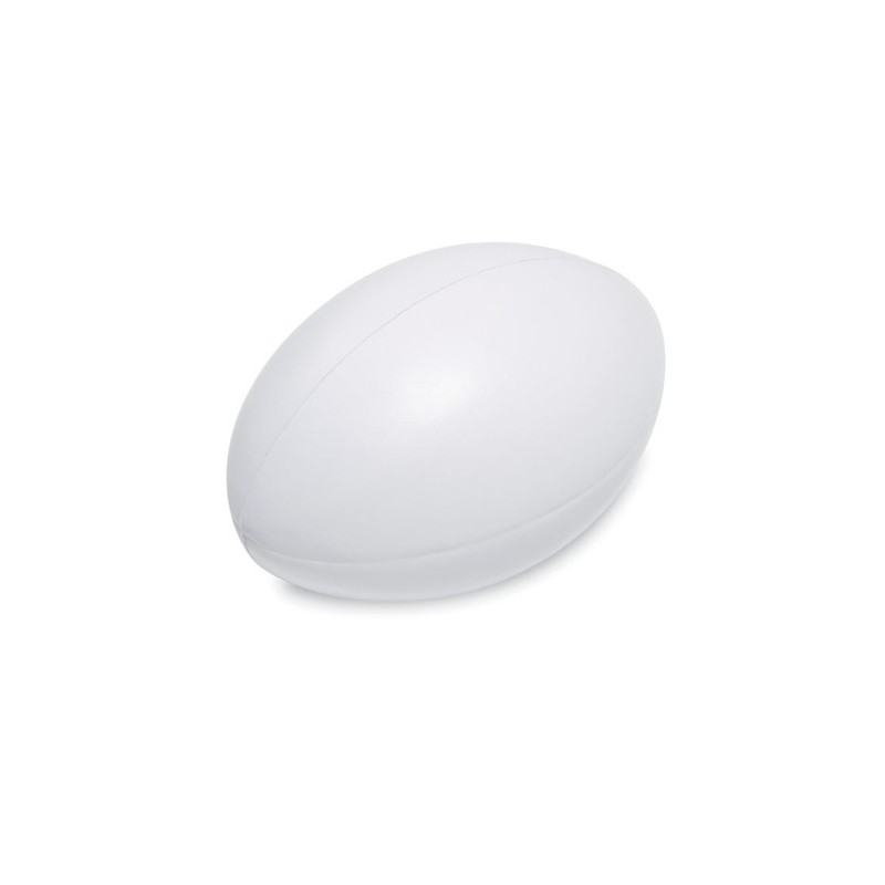 Ballon de rugby anti-stress personnalisé MADERA Matières : PU Couleurs : blanc personnalisable avec votre logo