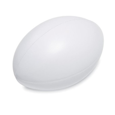 Ballon de rugby anti-stress personnalisé MADERA Matières : PU Couleurs : blanc personnalisable avec votre logo