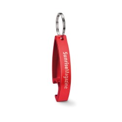 Décapsuleur porte-clés personnalisé - COLOUR TWICES Matières : aluminium Couleurs : rouge impression haute définition