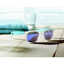 Lunettes de soleil miroir personnalisées - AMERICA TOUCH Matières : Polycarbonate (PC) Couleurs : bleu goodies entreprise design