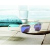 Lunettes de soleil miroir personnalisées - AMERICA TOUCH Matières : Polycarbonate (PC) Couleurs : bleu goodies entreprise design