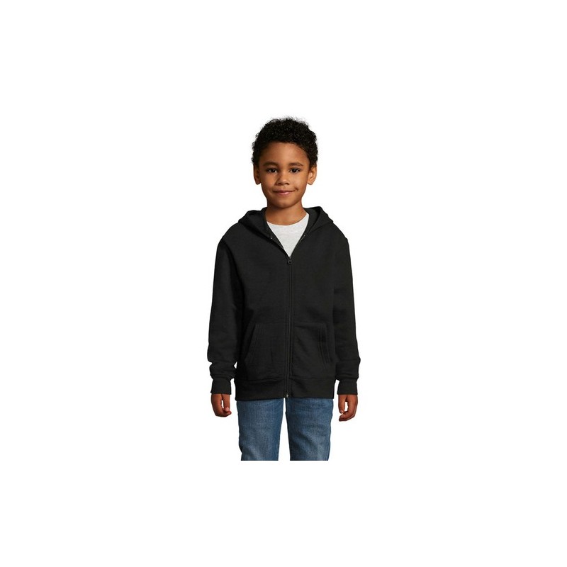 Hoodie Enfant Personnalisé avec Zip et Capuche - STONE KIDS Matières : coton Taille textile : 3XL Couleurs : noir