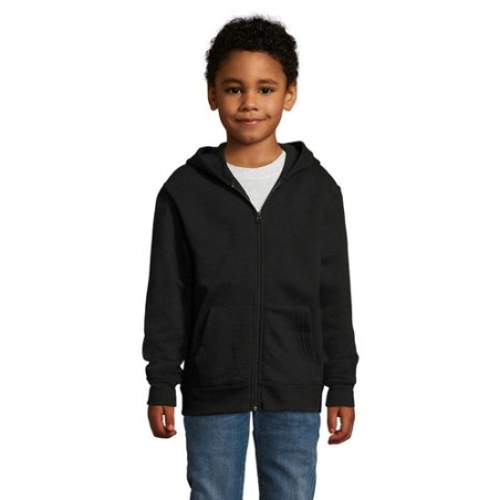 Hoodie Enfant Personnalisé avec Zip et Capuche - STONE KIDS Matières : coton Taille textile : XL Couleurs : noir livraison expre