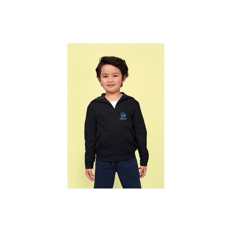 Hoodie Enfant Personnalisé avec Zip et Capuche - STONE KIDS Matières : coton Taille textile : XL Couleurs : noir accessoire évén