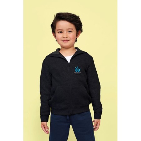 Hoodie Enfant Personnalisé avec Zip et Capuche - STONE KIDS Matières : coton Taille textile : XL Couleurs : noir accessoire évén