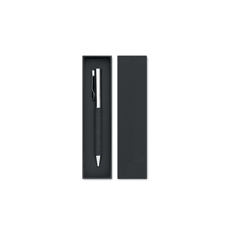 Stylo bille twist en métal personnalisé avec boîte - SCRIBI Matières : acier inoxydable Couleurs : noir personnalisable avec vot