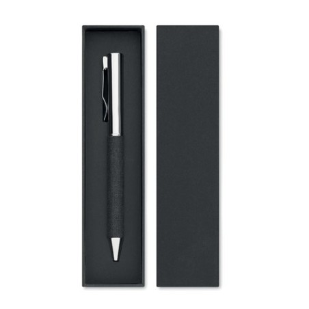 Stylo bille twist en métal personnalisé avec boîte - SCRIBI Matières : acier inoxydable Couleurs : noir personnalisable avec vot
