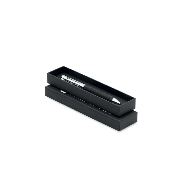 Stylo bille twist en métal personnalisé avec boîte - SCRIBI Matières : acier inoxydable Couleurs : noir impression haute définit