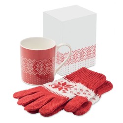 Coffret pratique Hiver avec Mug et Gants - COPITO Matières : céramique Couleurs : rouge