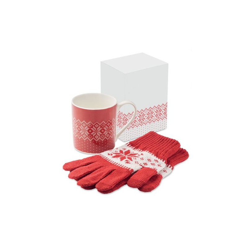 Coffret pratique Hiver avec Mug et Gants - COPITO Matières : céramique Couleurs : rouge
