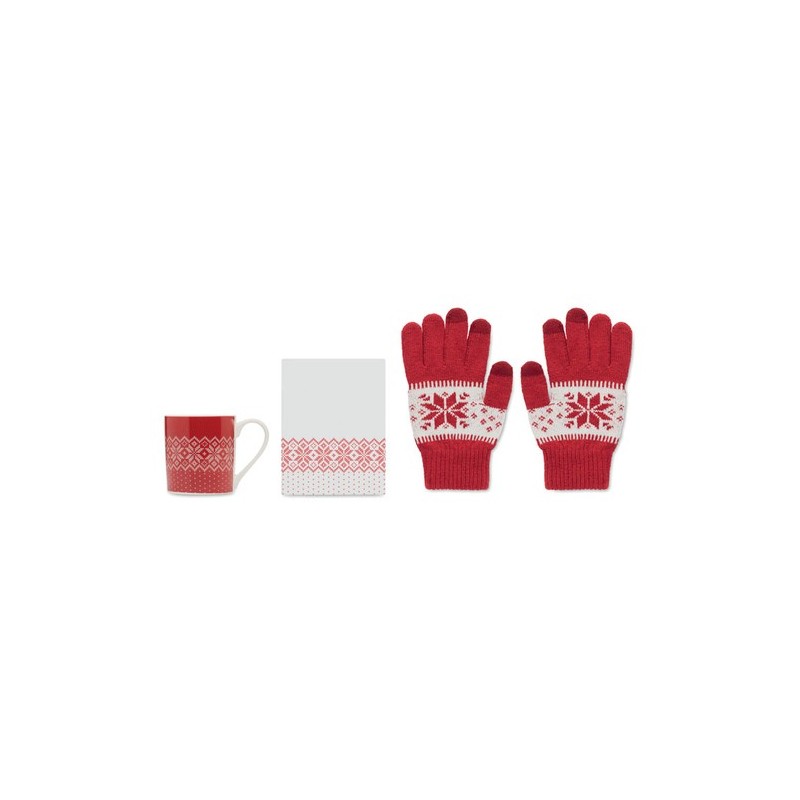 Coffret pratique Hiver avec Mug et Gants - COPITO Matières : céramique Couleurs : rouge goodies publicitaire événementiel