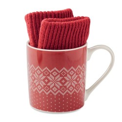 Coffret pratique Hiver avec Mug et Gants - COPITO Matières : céramique Couleurs : rouge impression haute définition