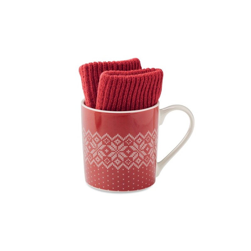 Coffret pratique Hiver avec Mug et Gants - COPITO Matières : céramique Couleurs : rouge impression haute définition