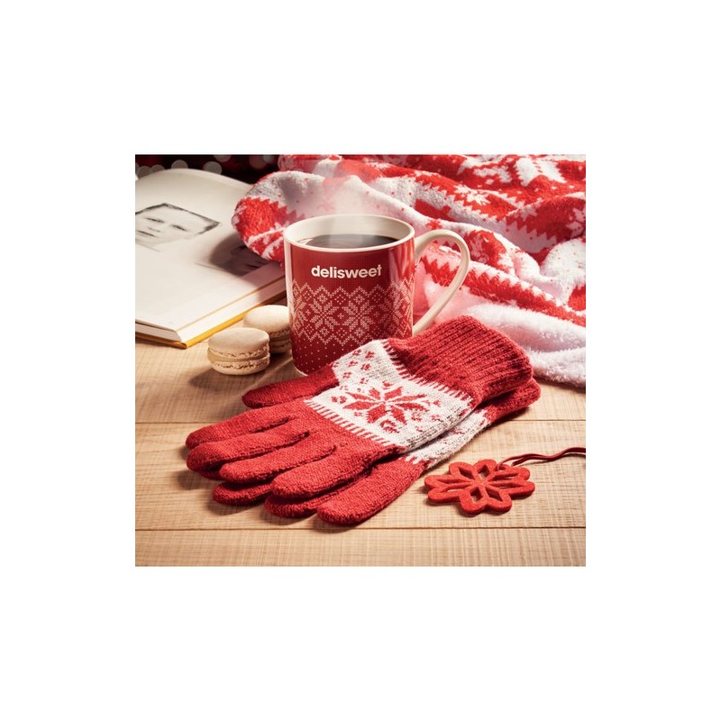 Coffret pratique Hiver avec Mug et Gants - COPITO Matières : céramique Couleurs : rouge marquage laser ultra précis