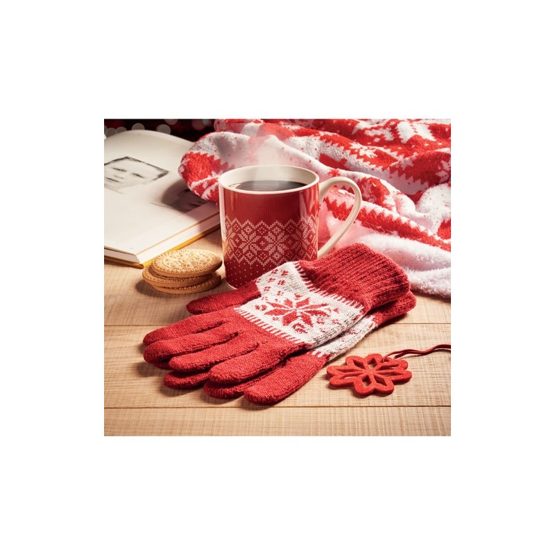 Coffret pratique Hiver avec Mug et Gants - COPITO Matières : céramique Couleurs : rouge livraison express 24h 48h