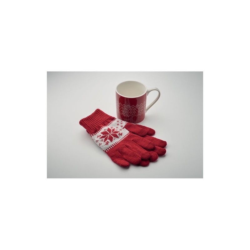 Coffret pratique Hiver avec Mug et Gants - COPITO Matières : céramique Couleurs : rouge objet promotionnel éco-responsable