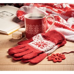 Coffret pratique Hiver avec Mug et Gants - COPITO Matières : céramique Couleurs : rouge cadeau collaborateur premium
