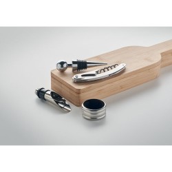 Coffret personnalisé de accessoires à vin en forme de bouteille - VINOVAULT Matières : bambou Couleurs : bois impression haute d