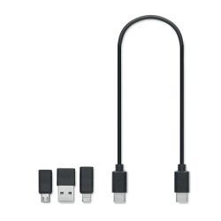 Câbles 3 en 1 personnalisés - Set économique pour tous vos appareils VERSA Matières : bambou Couleurs : bois 2