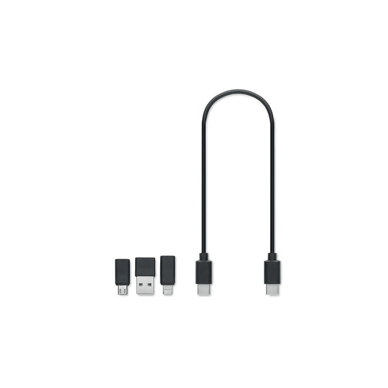 Câbles 3 en 1 personnalisés - Set économique pour tous vos appareils VERSA Matières : bambou Couleurs : bois personnalisable ave