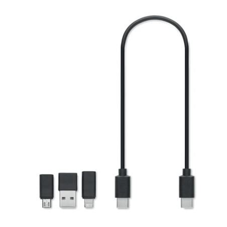 Câbles 3 en 1 personnalisés - Set économique pour tous vos appareils VERSA Matières : bambou Couleurs : bois personnalisable ave