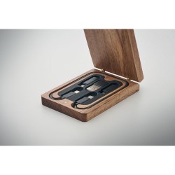 Câbles 3 en 1 personnalisés - Set économique pour tous vos appareils VERSA Matières : bambou Couleurs : bois impression haute dé