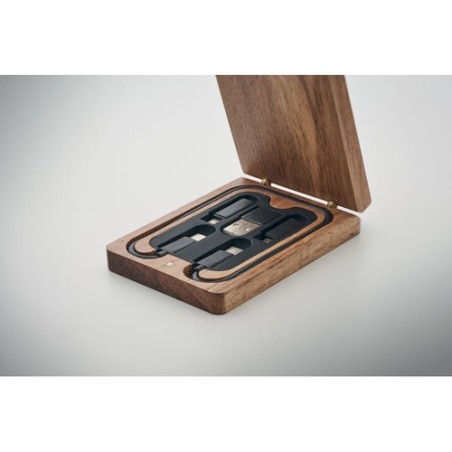 Câbles 3 en 1 personnalisés - Set économique pour tous vos appareils VERSA Matières : bambou Couleurs : bois impression haute dé