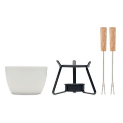 Set à fondue en céramique personnalisée 240 ml - KASE Matières : céramique Couleurs : blanc personnalisable avec votre logo