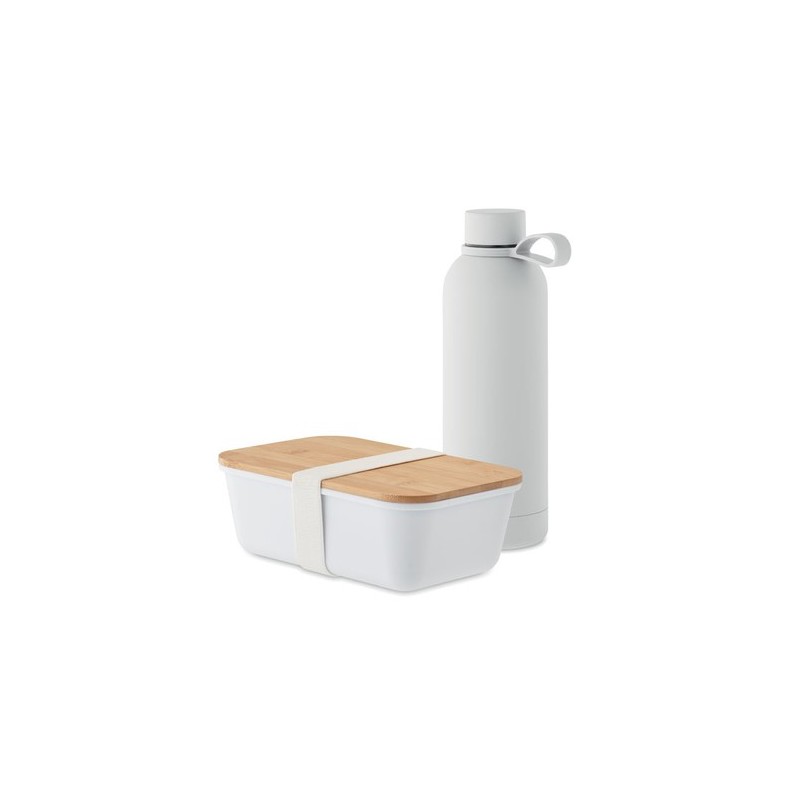 Set personnalisé de 2 pièces  pour le déjeuner : Bouteille et Boîte à Déjeuner EMERALD Couleurs : blanc Matières : acier inoxyda