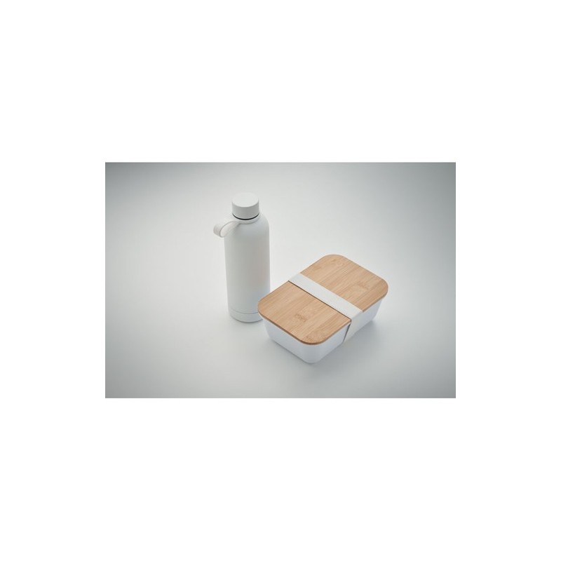 Set personnalisé de 2 pièces  pour le déjeuner : Bouteille et Boîte à Déjeuner EMERALD Couleurs : blanc Matières : acier inoxyda