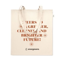 Sac shopping  en coton recyclé personnalisé VIVEKA Matières : coton recyclé Couleurs : beige goodies publicitaire événementiel