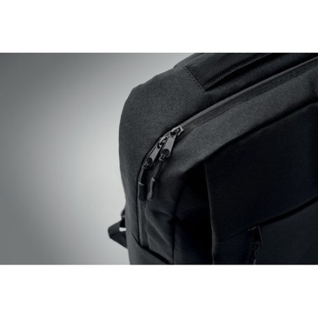 Sac à dos  RPET pour ordinateur personnalisé AKRAOS Matières : PET recyclé Couleurs : noir goodies publicitaire événementiel