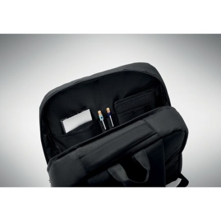 Sac à dos  RPET pour ordinateur personnalisé AKRAOS Matières : PET recyclé Couleurs : noir accessoire événementiel unique